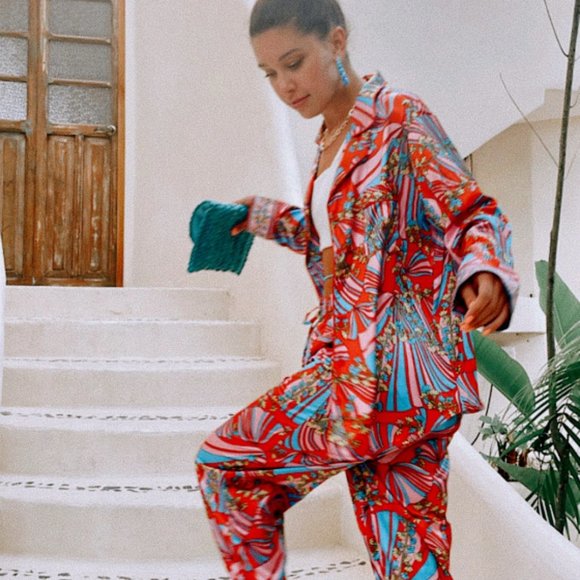 Show Me Your Mumu SMYMM Classic PJ Set Positano Paisley Satin xxl - Picture 5 of 5